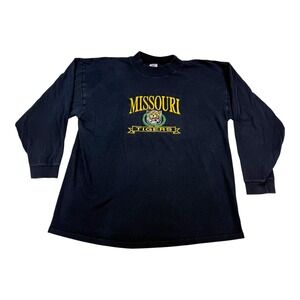 Vintage Missouri Tigers Shirt Mens XL Black Logo 90s Crewneck Long Sleeve USA